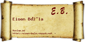 Eisen Béla névjegykártya